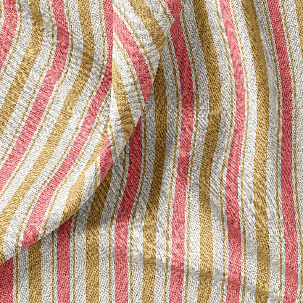 Demi natté rayé rose et ocre