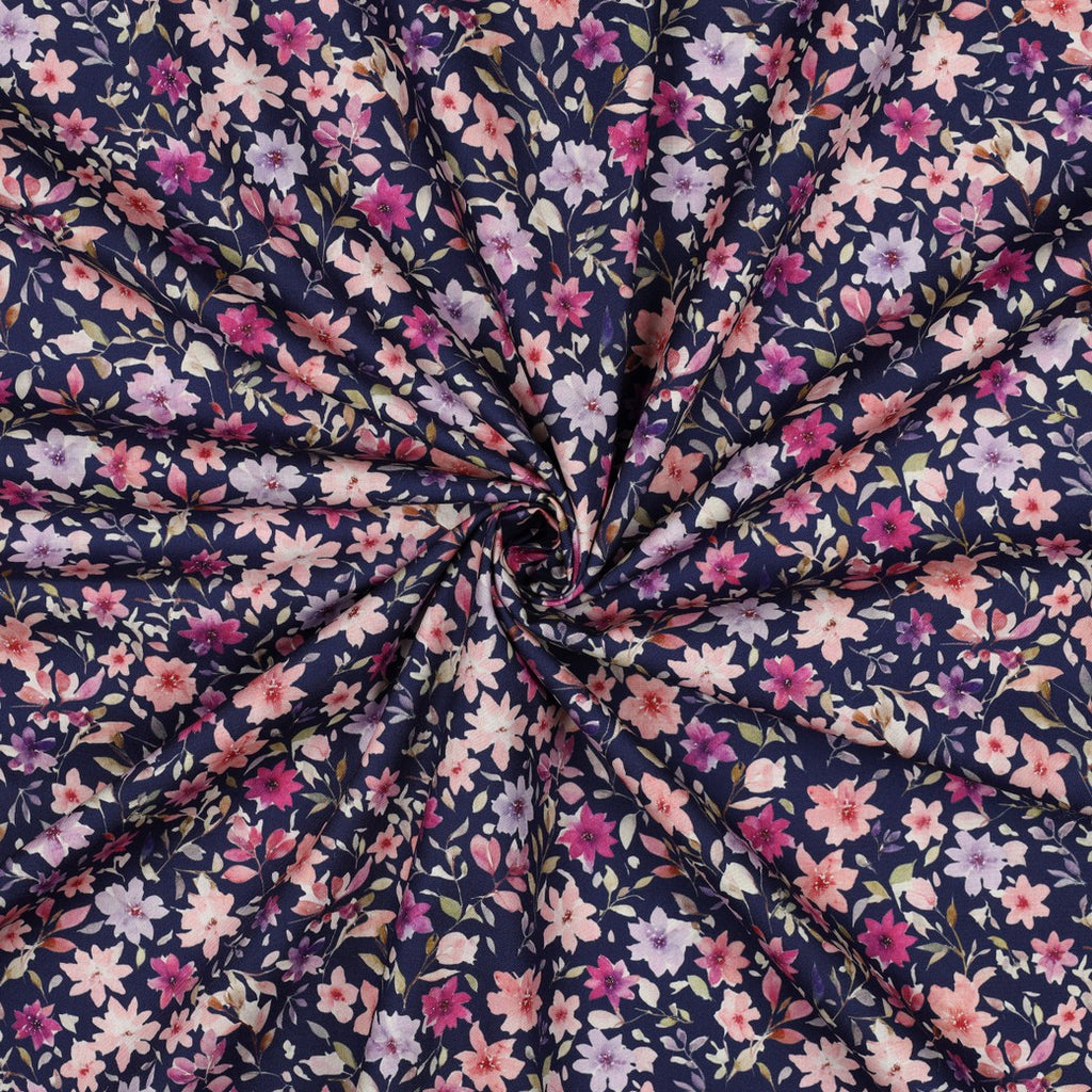Popeline de coton bleu Romy