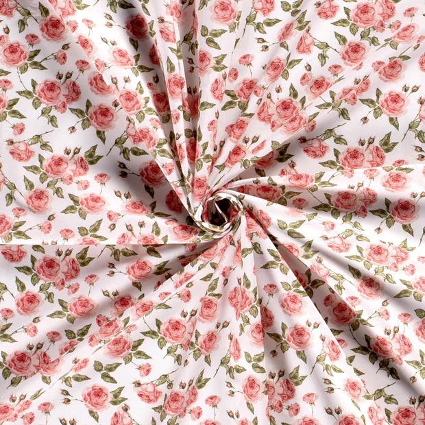 Popeline de coton roses