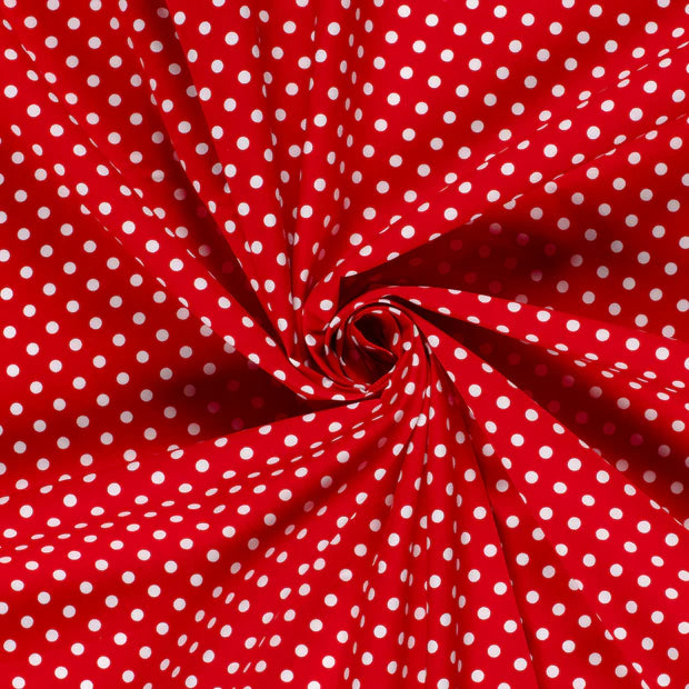 Popeline de coton rouge à pois