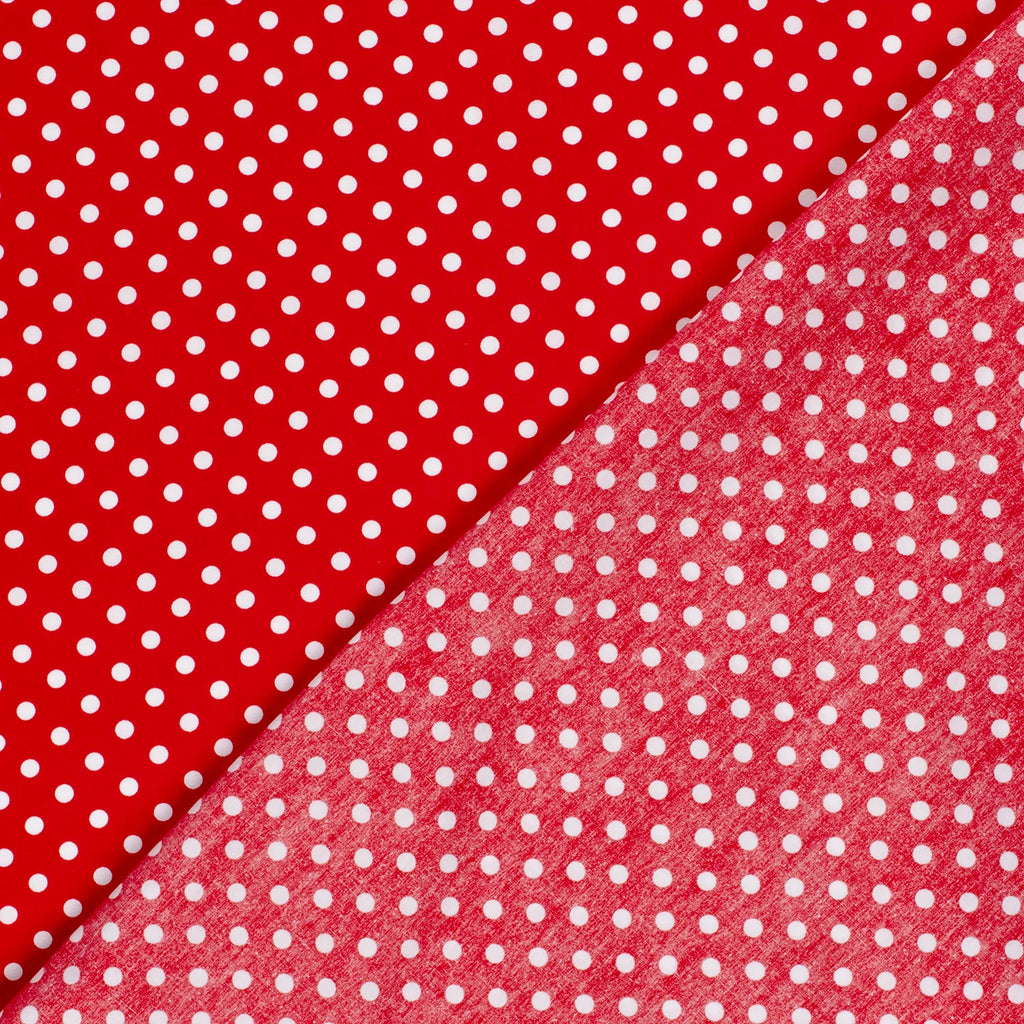 Popeline de coton rouge à pois