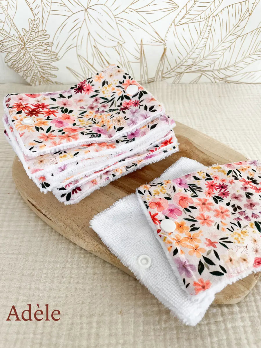 Rouleau de papier toilette lavable avec pressions (15 feuilles) - Adèle