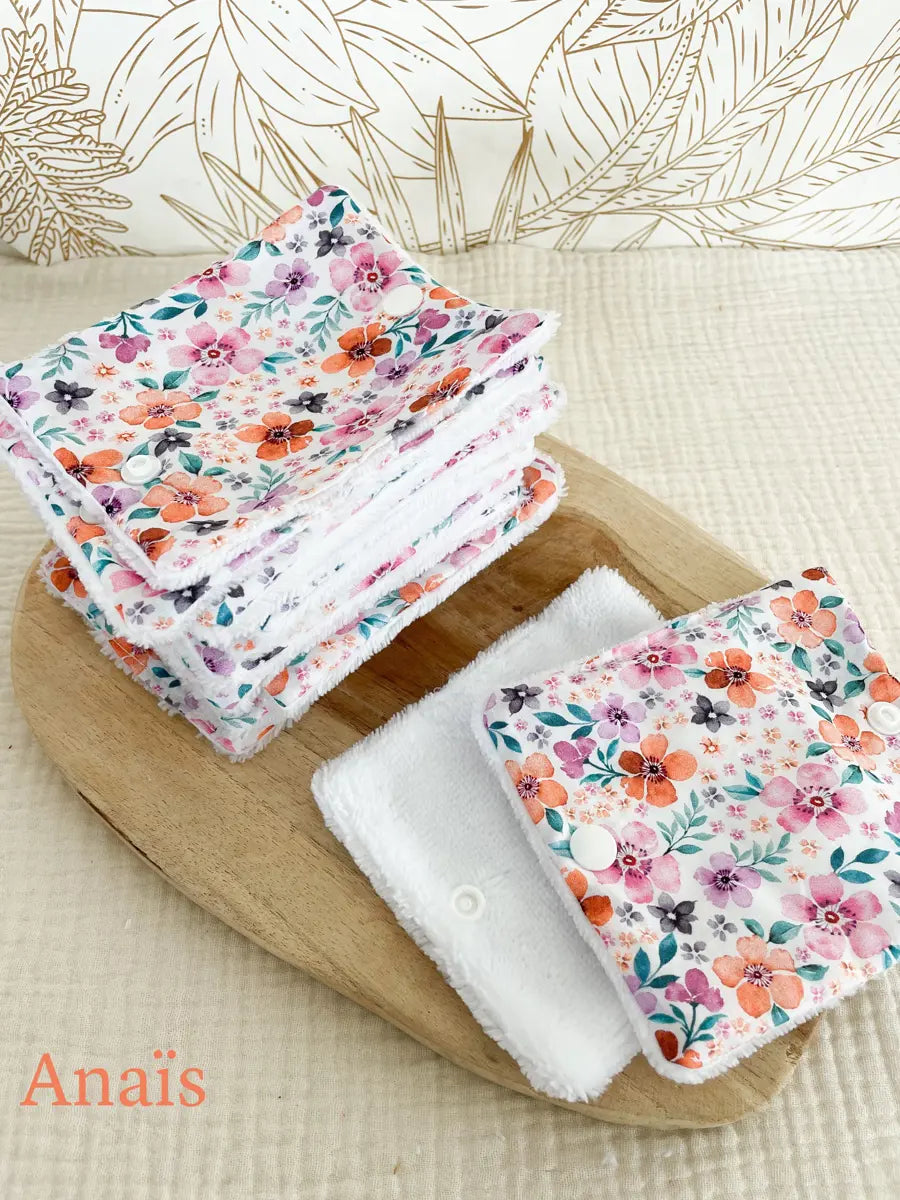 Rouleau de papier toilette lavable avec pressions (15 feuilles) - Anaïs