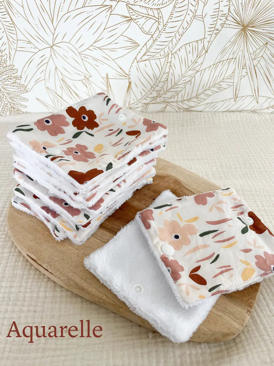 Rouleau de papier toilette lavable avec pressions (15 feuilles) - Aquarelle