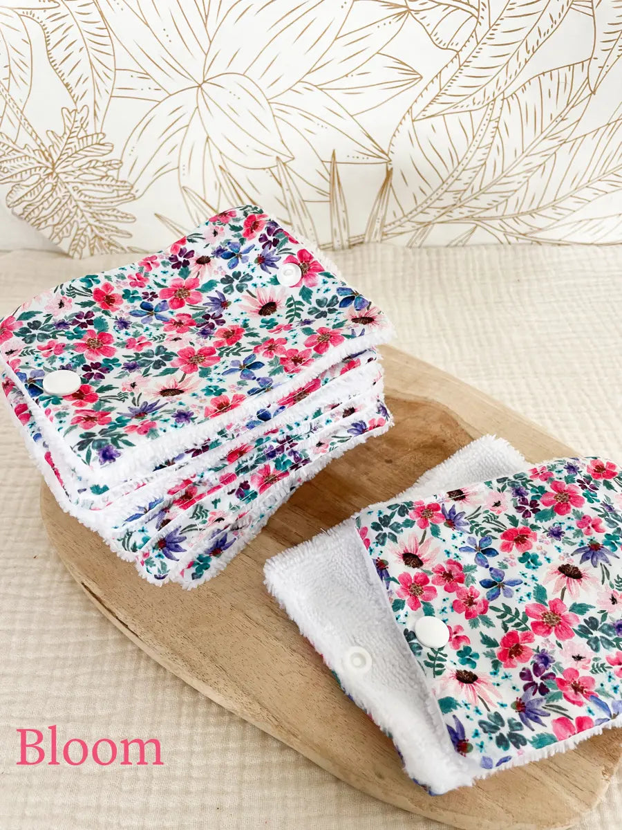 Rouleau de papier toilette lavable avec pressions (15 feuilles) - Bloom