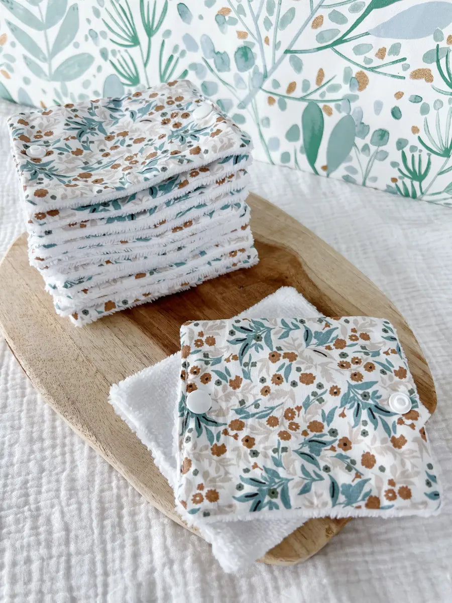 Rouleau de papier toilette lavable avec pressions (15 feuilles) - Blue Spring