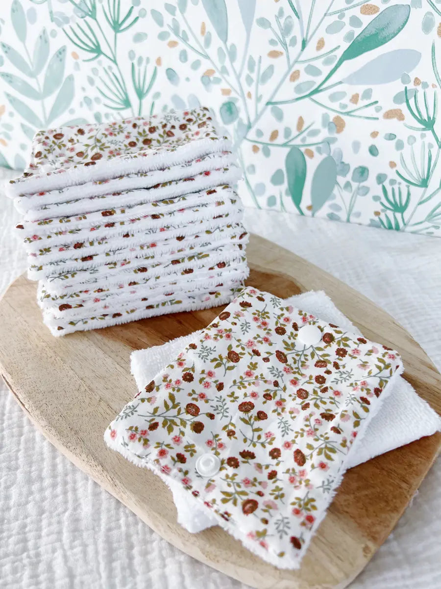 Rouleau de papier toilette lavable avec pressions (15 feuilles) - Eleanore