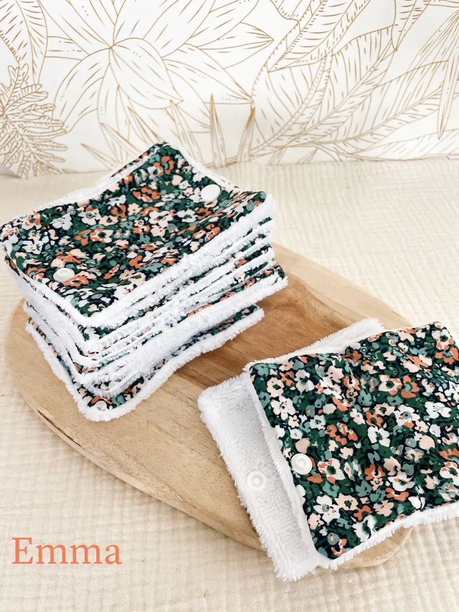 Rouleau de papier toilette lavable avec pressions (15 feuilles) - Emma