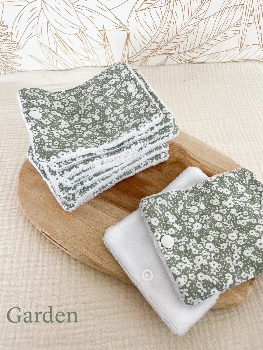 Rouleau de papier toilette lavable avec pressions (15 feuilles) - Garden