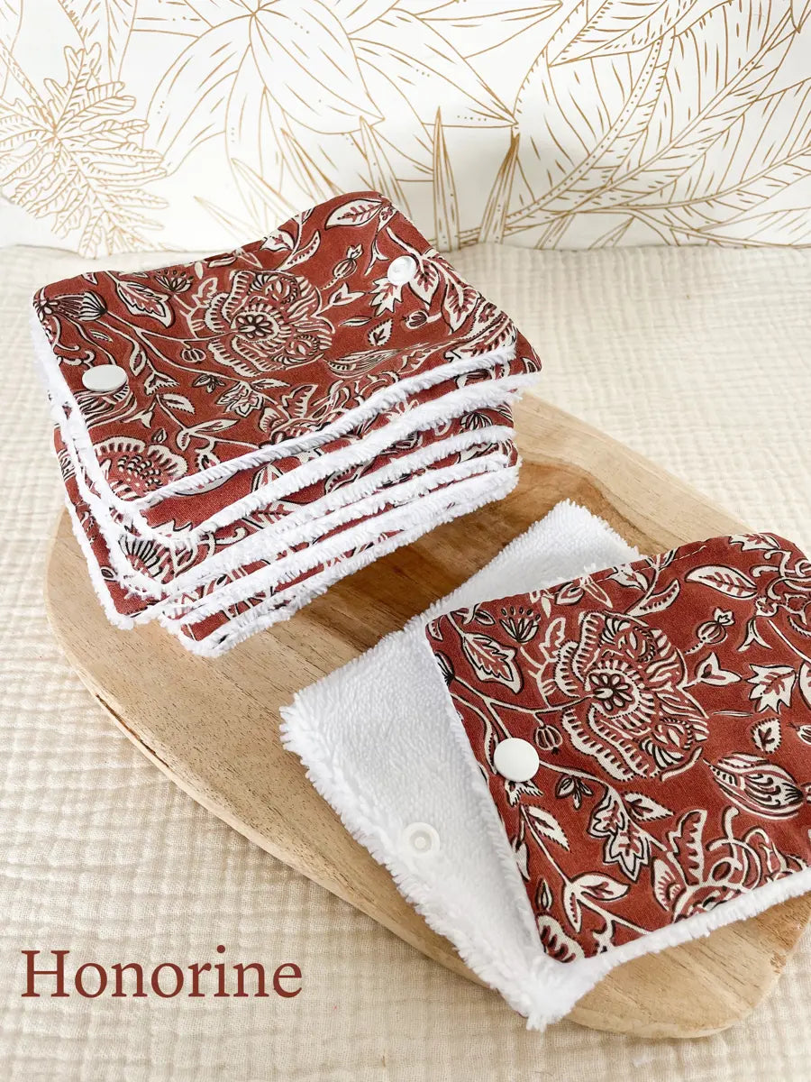 Rouleau de papier toilette lavable avec pressions (15 feuilles) - Honorine