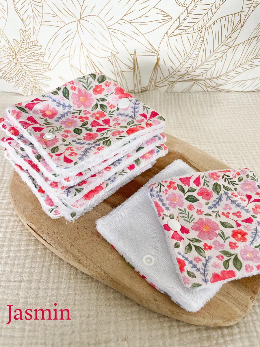 Rouleau de papier toilette lavable avec pressions (15 feuilles) - Jasmin