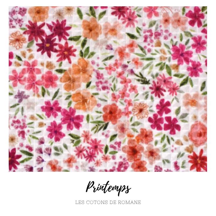 Rouleau de papier toilette lavable avec pressions (15 feuilles) - Printemps