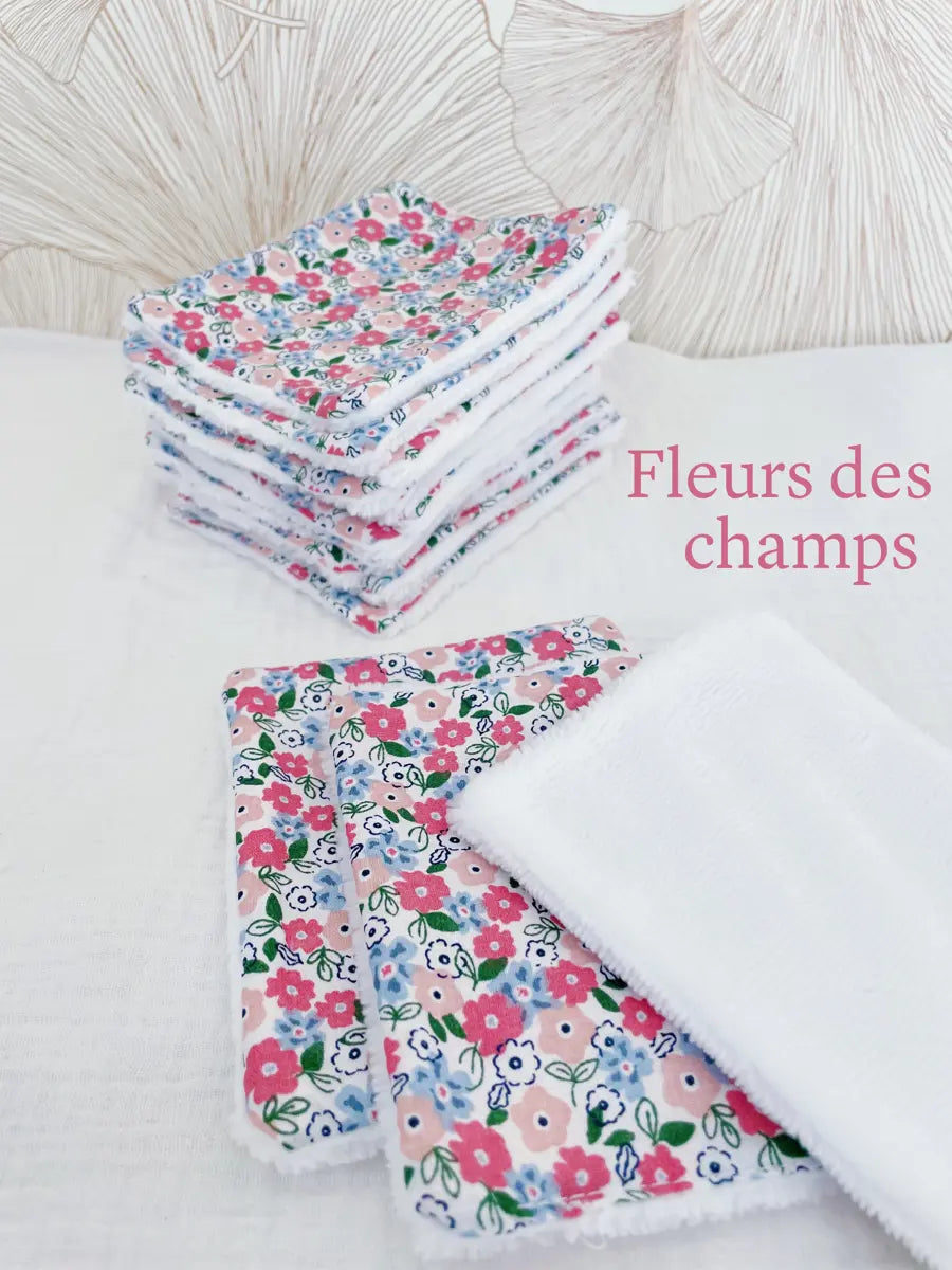 Papier toilette lavable (15 feuilles - sans pressions) - Fleurs des champs