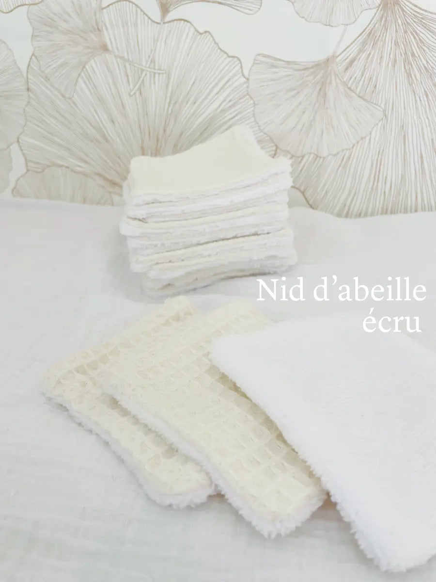 Papier toilette lavable (15 feuilles - sans pressions) - Nid d'abeille écru