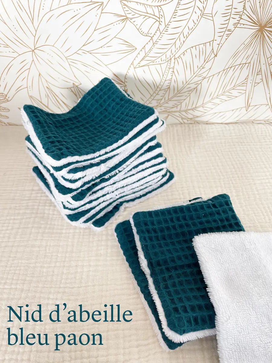 Papier toilette lavable (15 feuilles - sans pressions) - Nid d'abeille paon