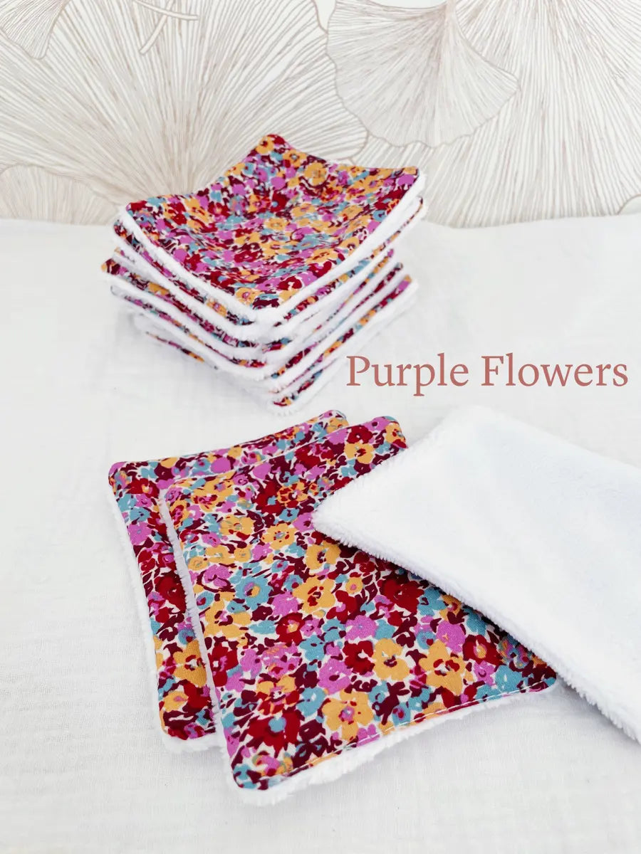 Papier toilette lavable (15 feuilles - sans pressions) - Purple flowers