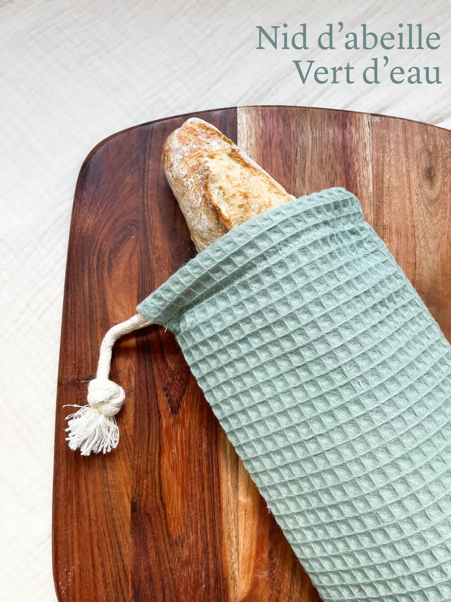 Sac à baguette - Nid d’abeille vert d’eau