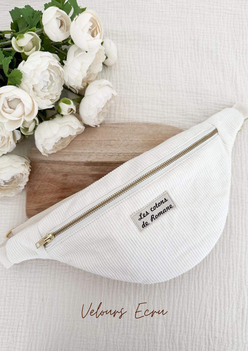 Sac banane - Les cotons de Romane - Velours écru