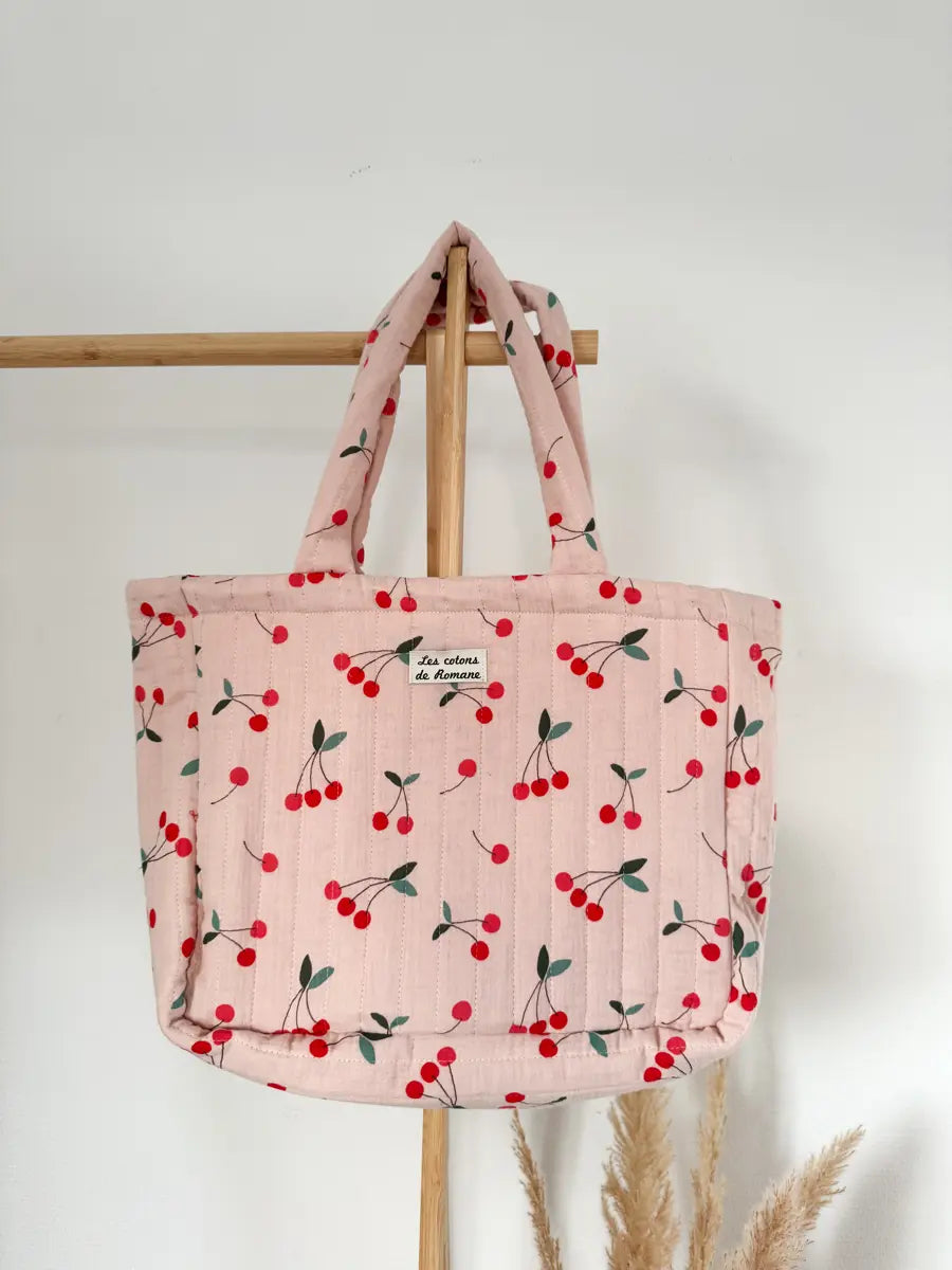 Sac cabas matelassé réversible - Les cotons de Romane - Cherry