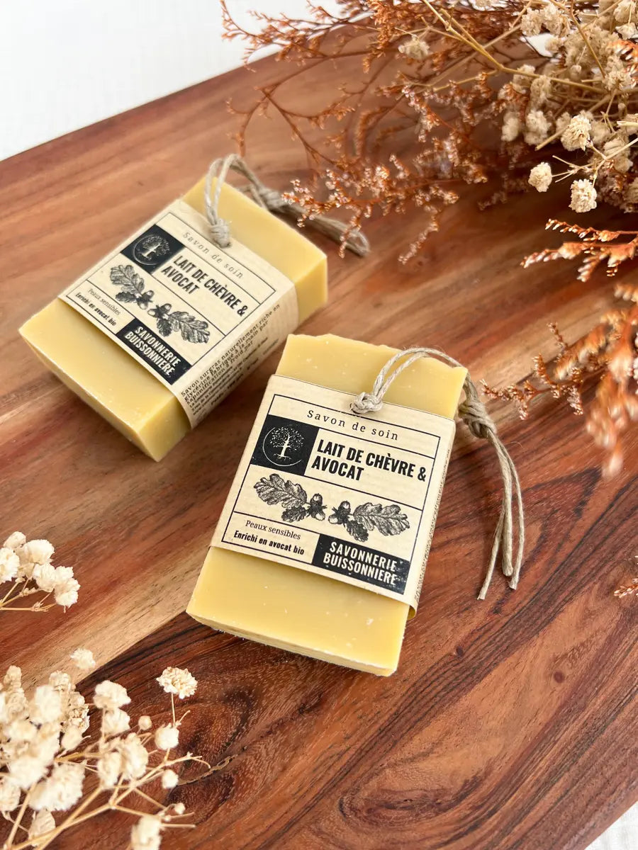 Savon lait de chèvre et avocat (acné, eczéma, rougeurs etc.) - La savonnerie buissonnière - 1