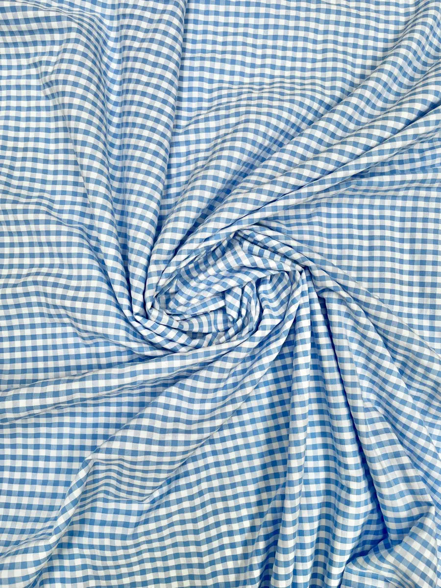 Seersucker vichy bleu - 1