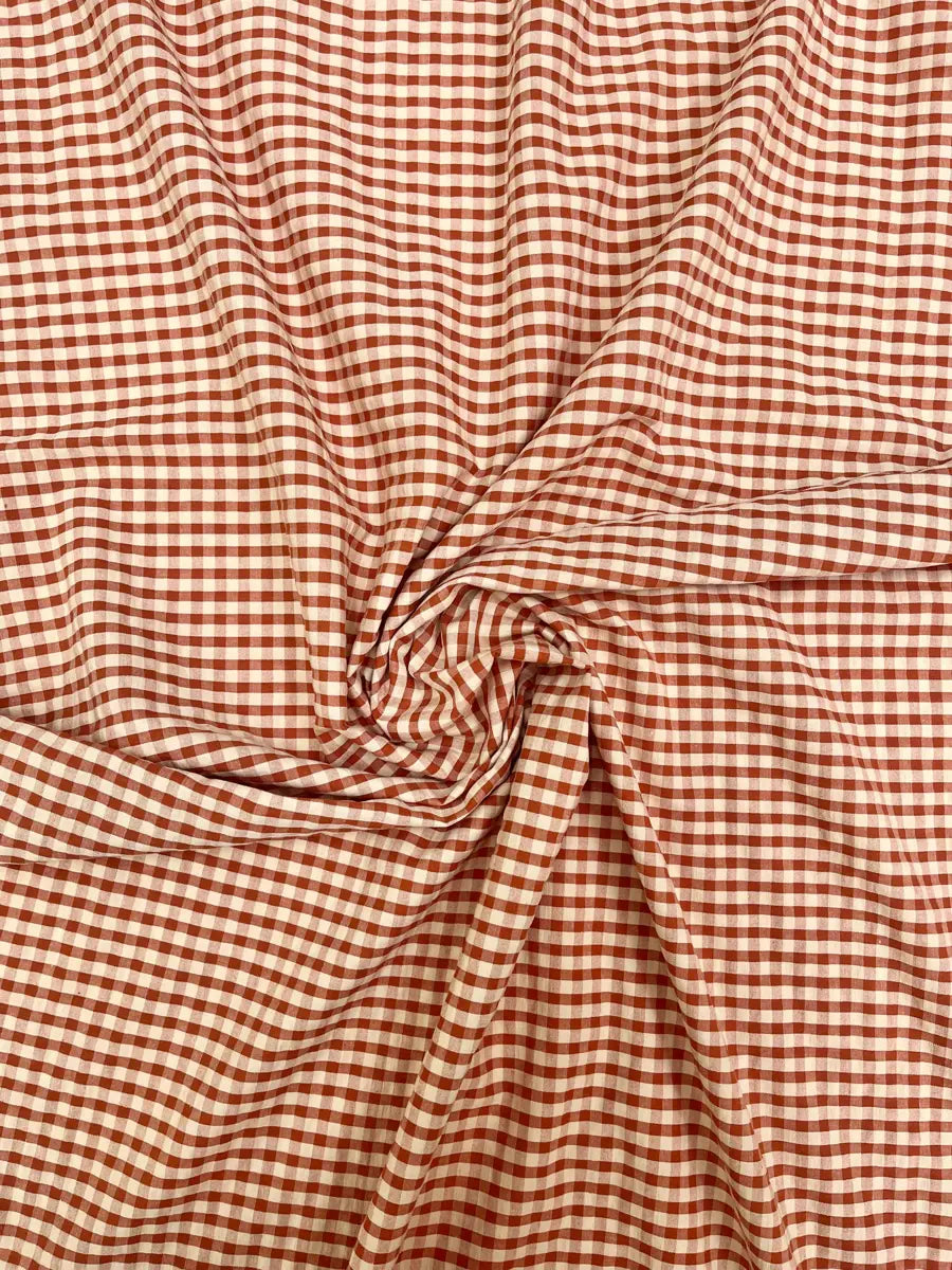 Seersucker vichy pêche - 1