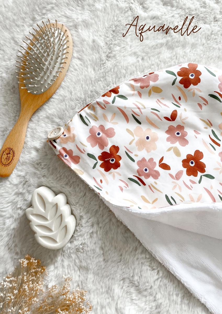 Serviette / turban pour cheveux - Aquarelle