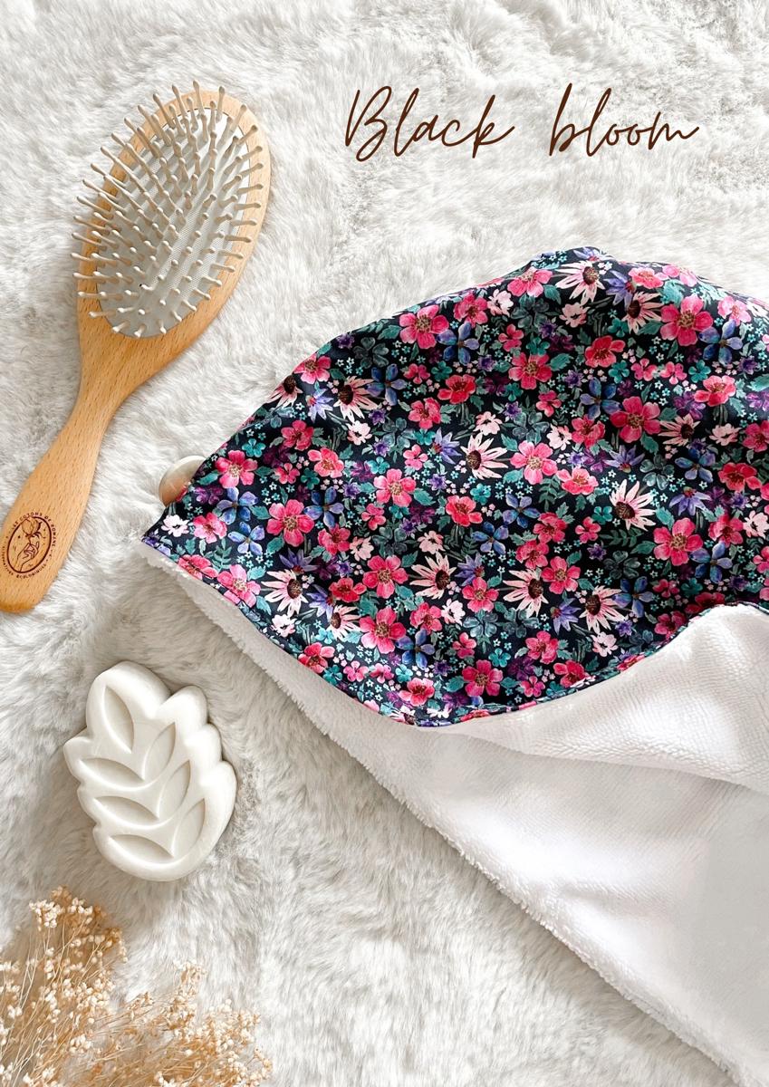 Serviette / turban pour cheveux - Black bloom