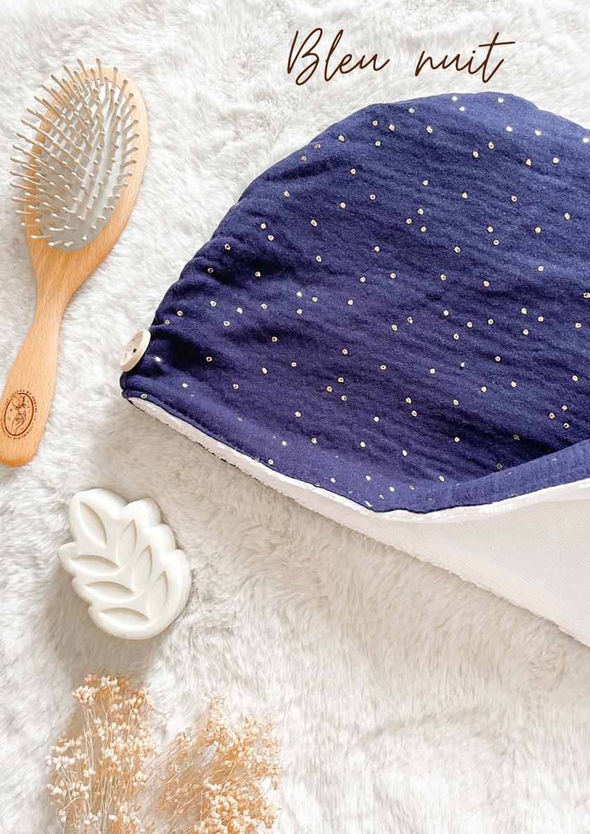 Serviette / turban pour cheveux - Bleu nuit