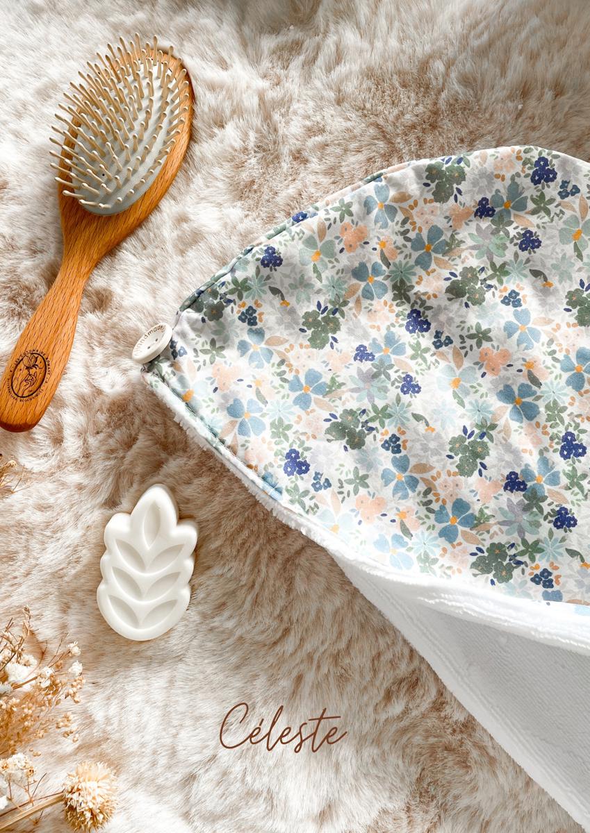 Serviette / turban pour cheveux - Céleste