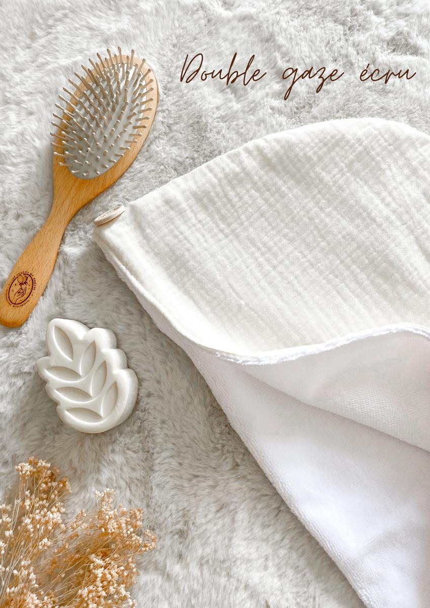 Serviette / turban pour cheveux - Double gaze écrue