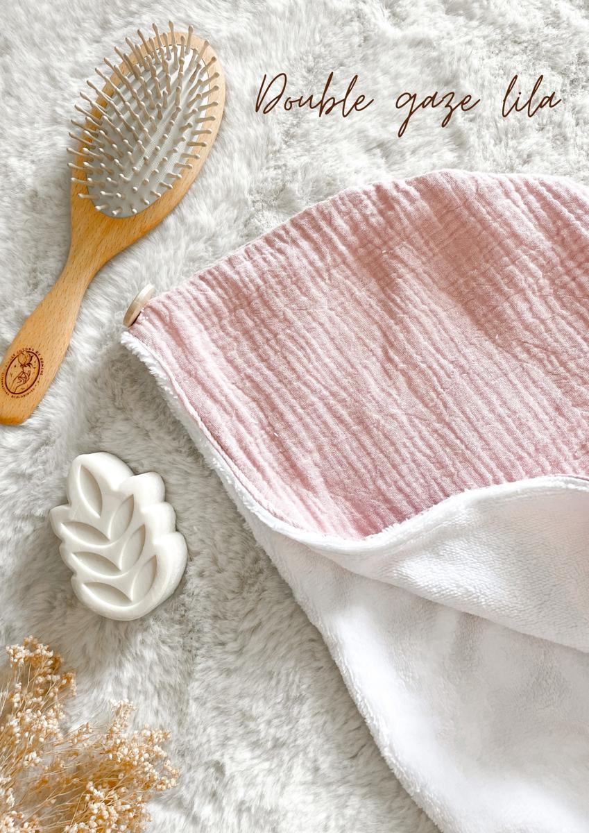 Serviette / turban pour cheveux - Double gaze lila