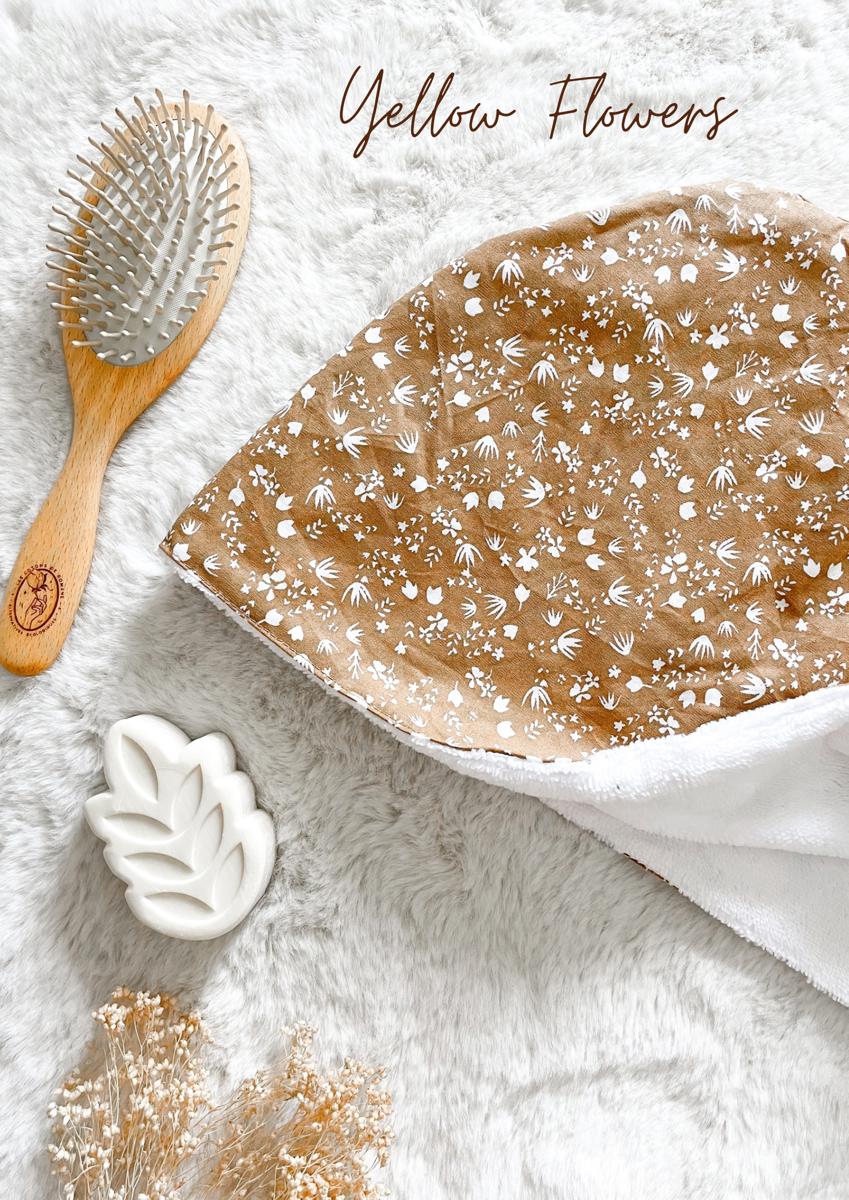 Serviette / turban pour cheveux - Yellow flowers