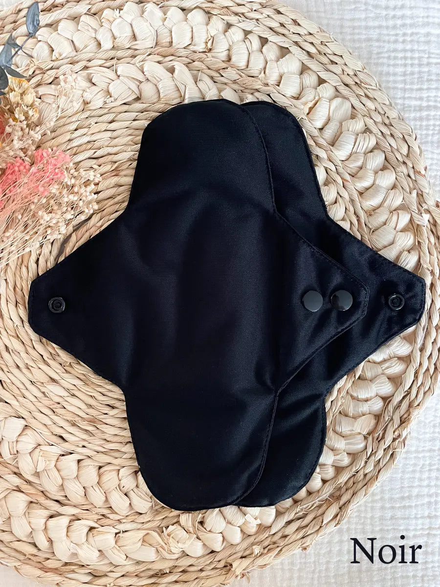 Serviette hygiénique lavable pour flux important - Noir