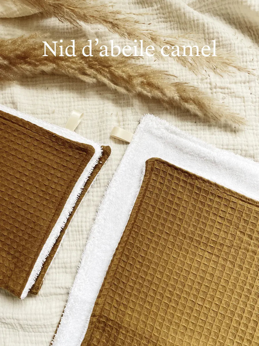 Essuie-mains de cuisine réutilisable - Nid d’abeille camel