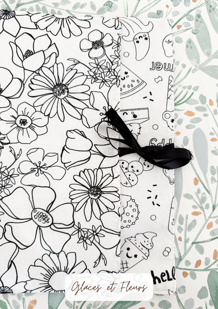 Set de table à colorier lavable (et ses feutres) - Glaces et fleurs