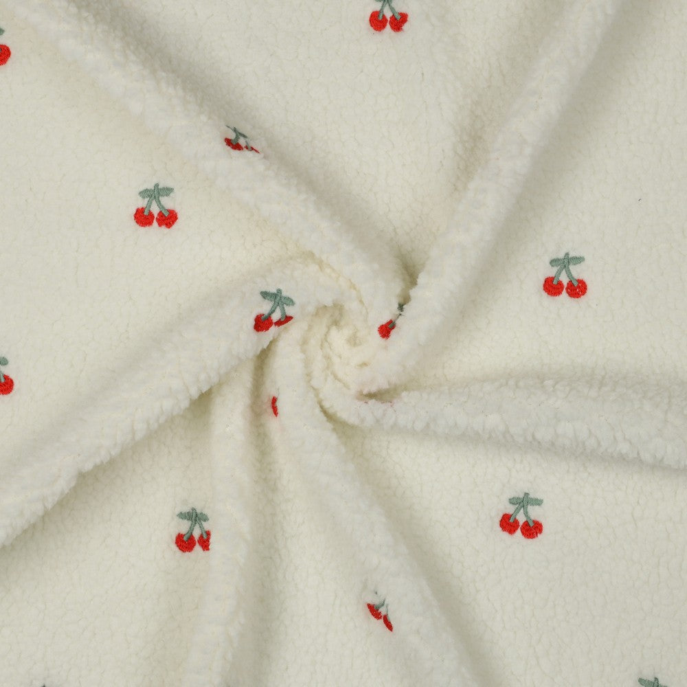 Teddy écru broderie cerises - 1