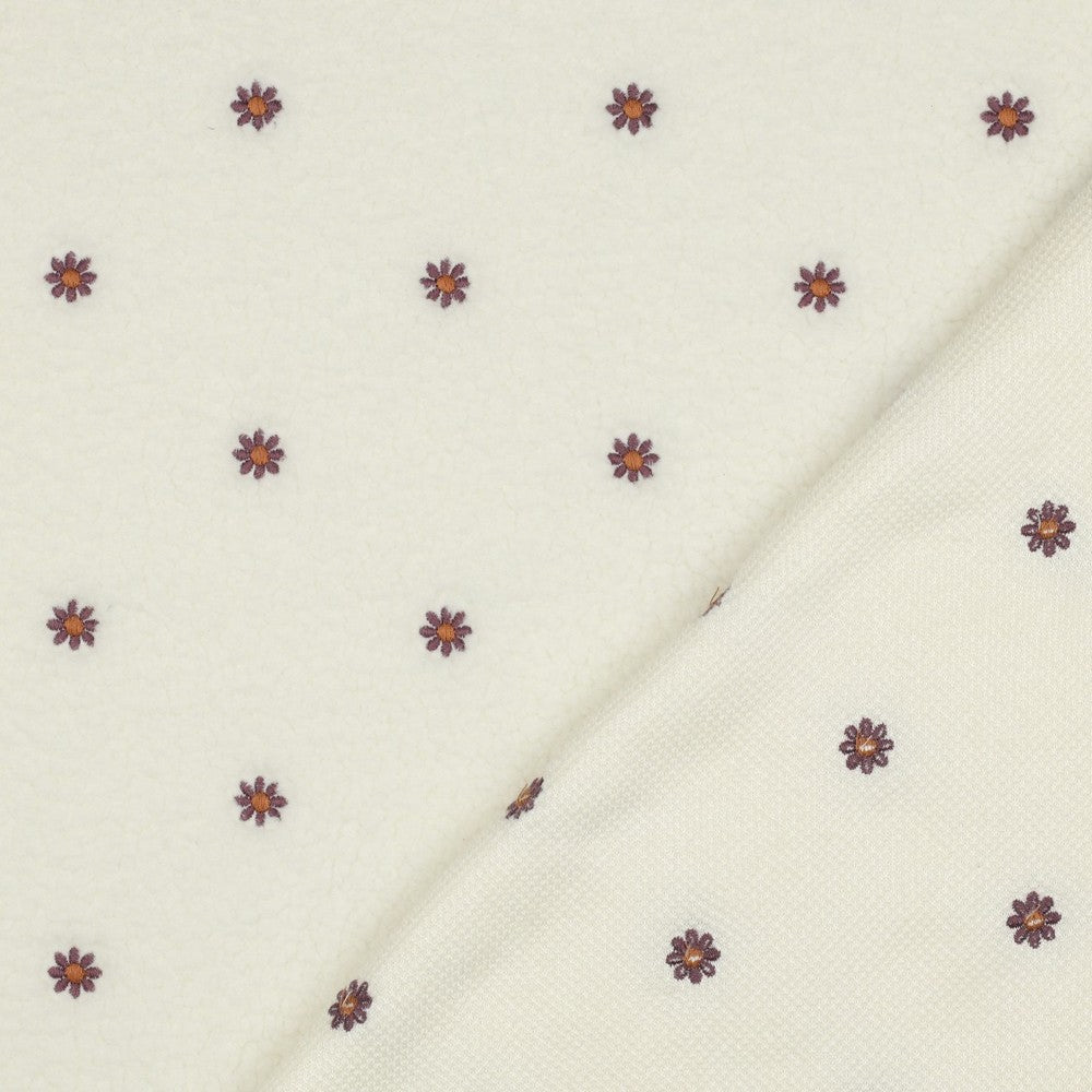 Teddy écru broderie fleurs violettes - 2