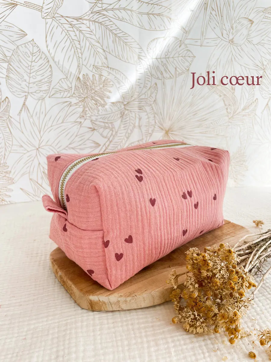 Trousse de toilette (intérieur imperméable) - Joli coeur