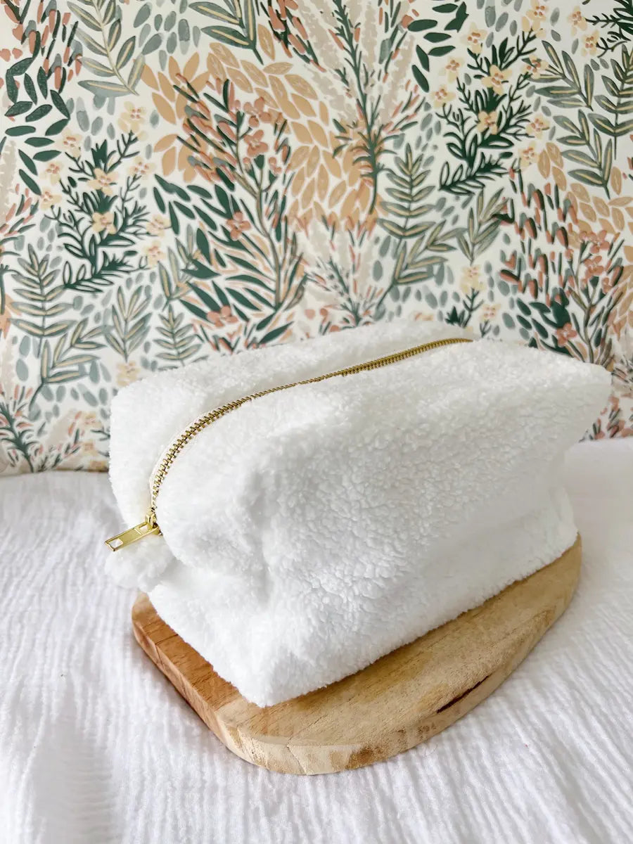 Trousse de toilette moumoute (intérieur imperméable) - Blanche