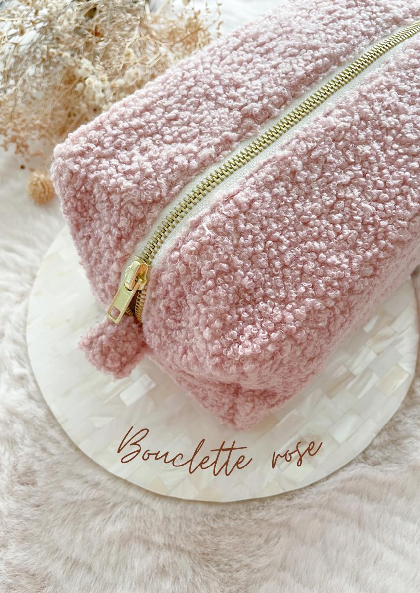 Trousse de toilette moumoute (intérieur imperméable) - Bouclette rose