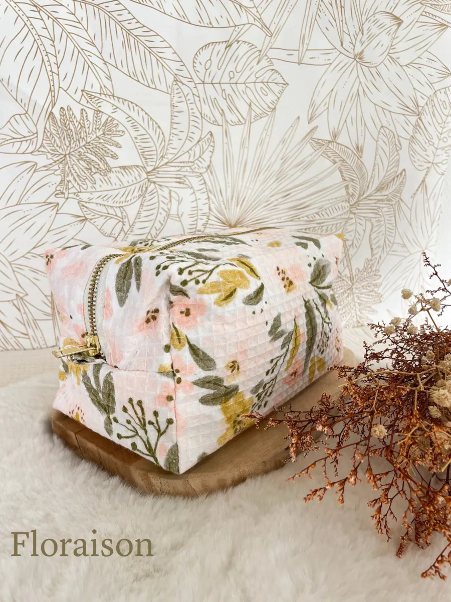 Trousse de toilette nid d'abeille (intérieur imperméable) - Floraison