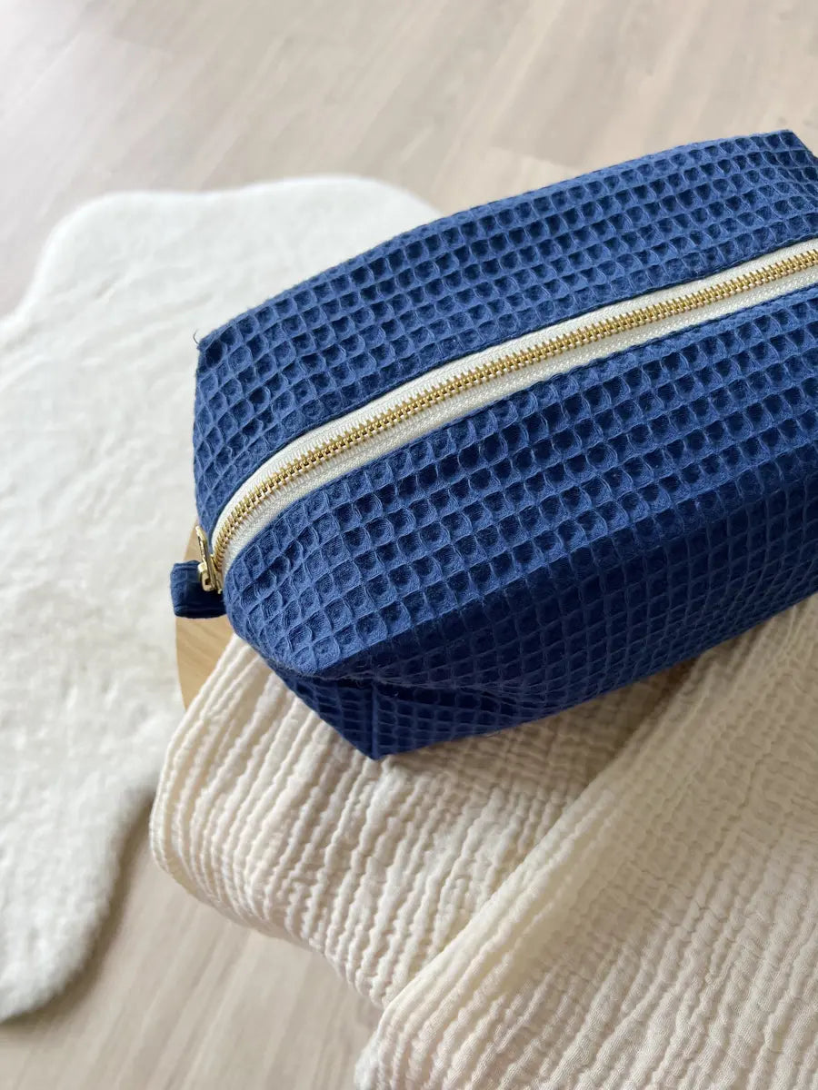 Trousse de toilette nid d'abeille (intérieur imperméable) - Nid d'abeille bleu marine
