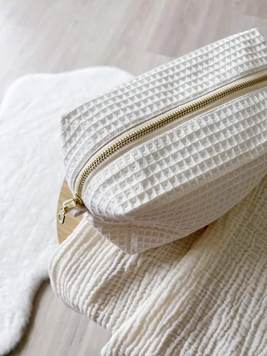 Trousse de toilette nid d'abeille (intérieur imperméable) - Nid d'abeille écru