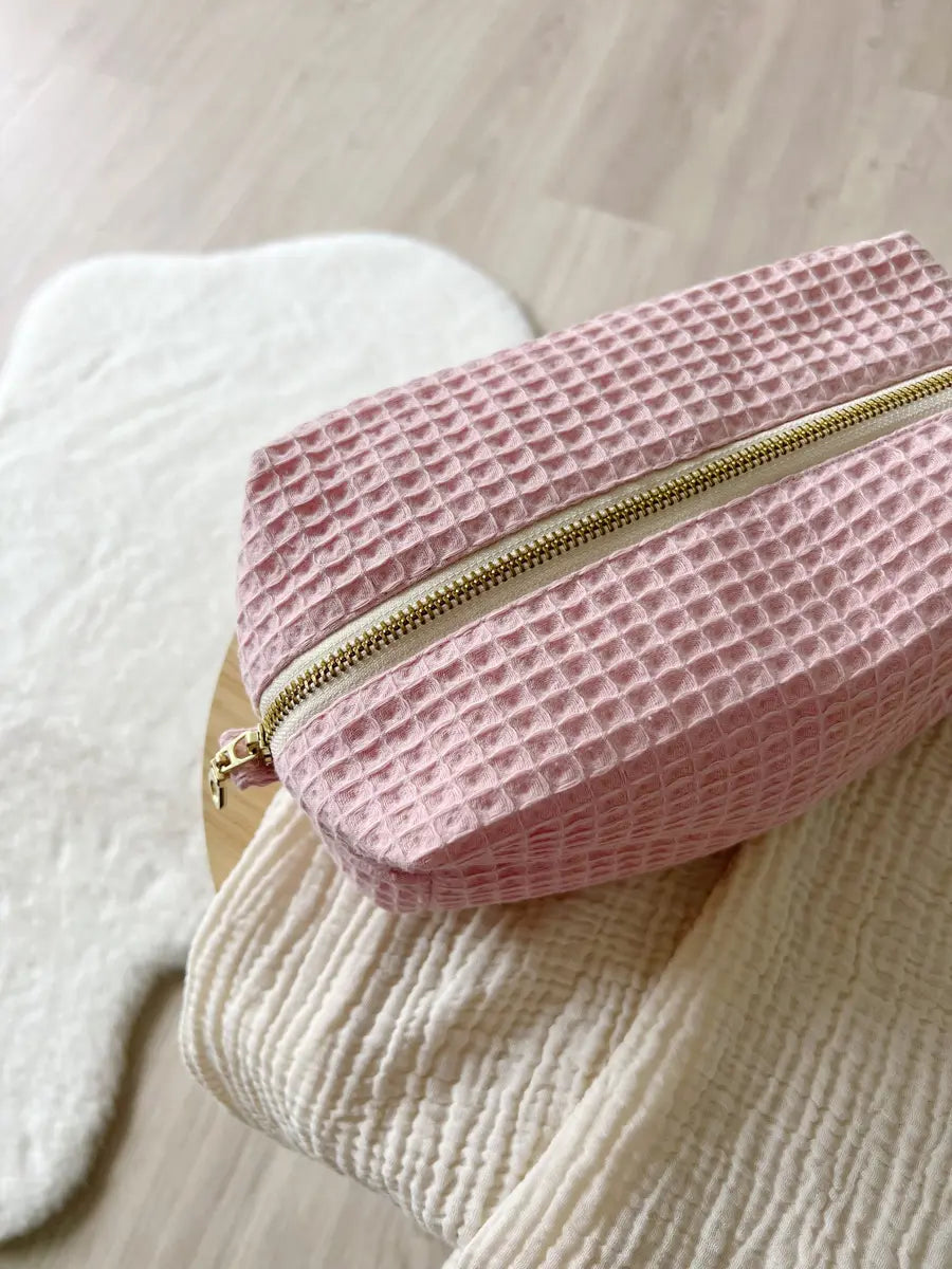 Trousse de toilette nid d'abeille (intérieur imperméable) - Nid d'abeille rose