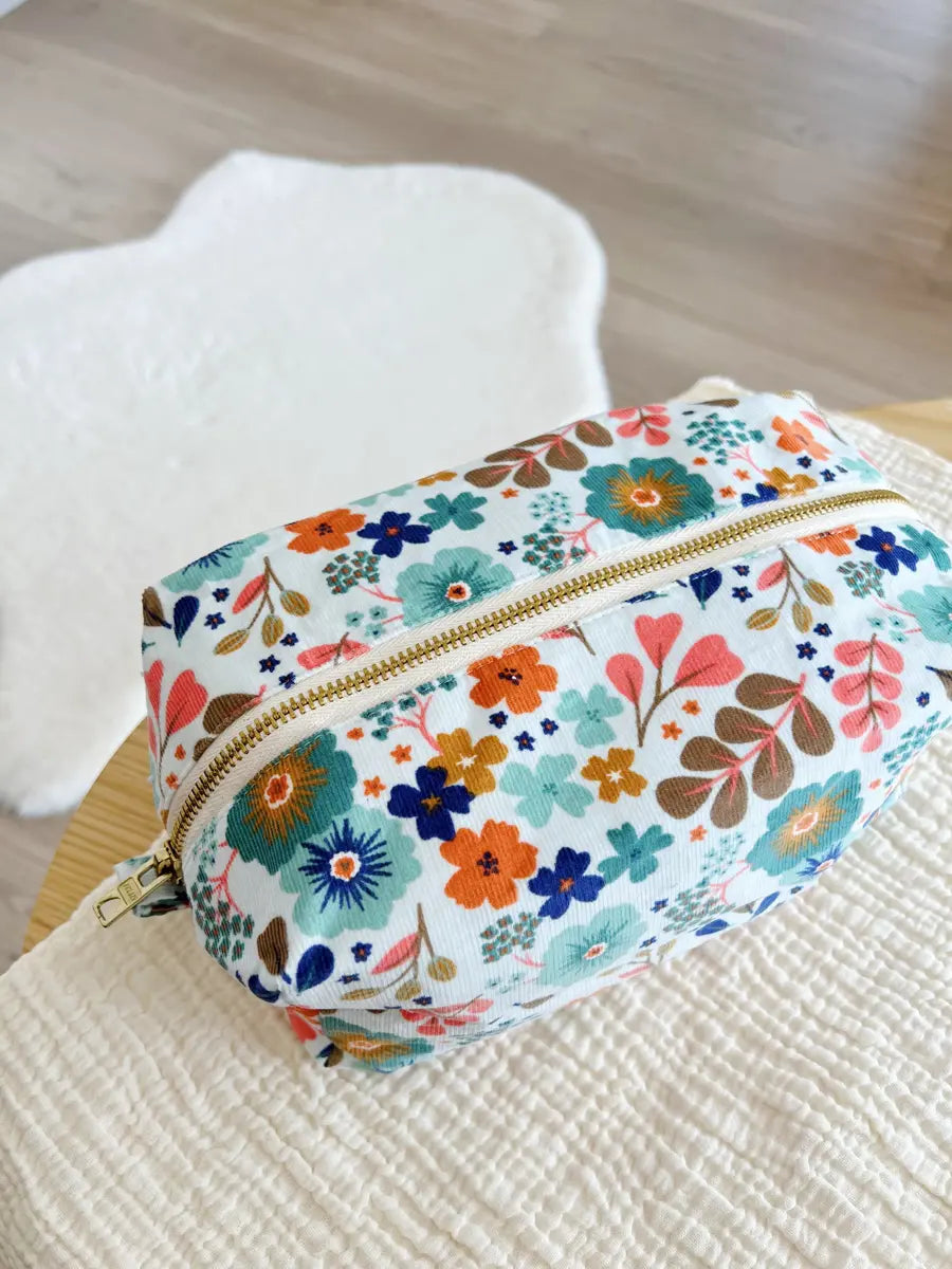Trousse de toilette velours côtelé (intérieur imperméable) - Elise