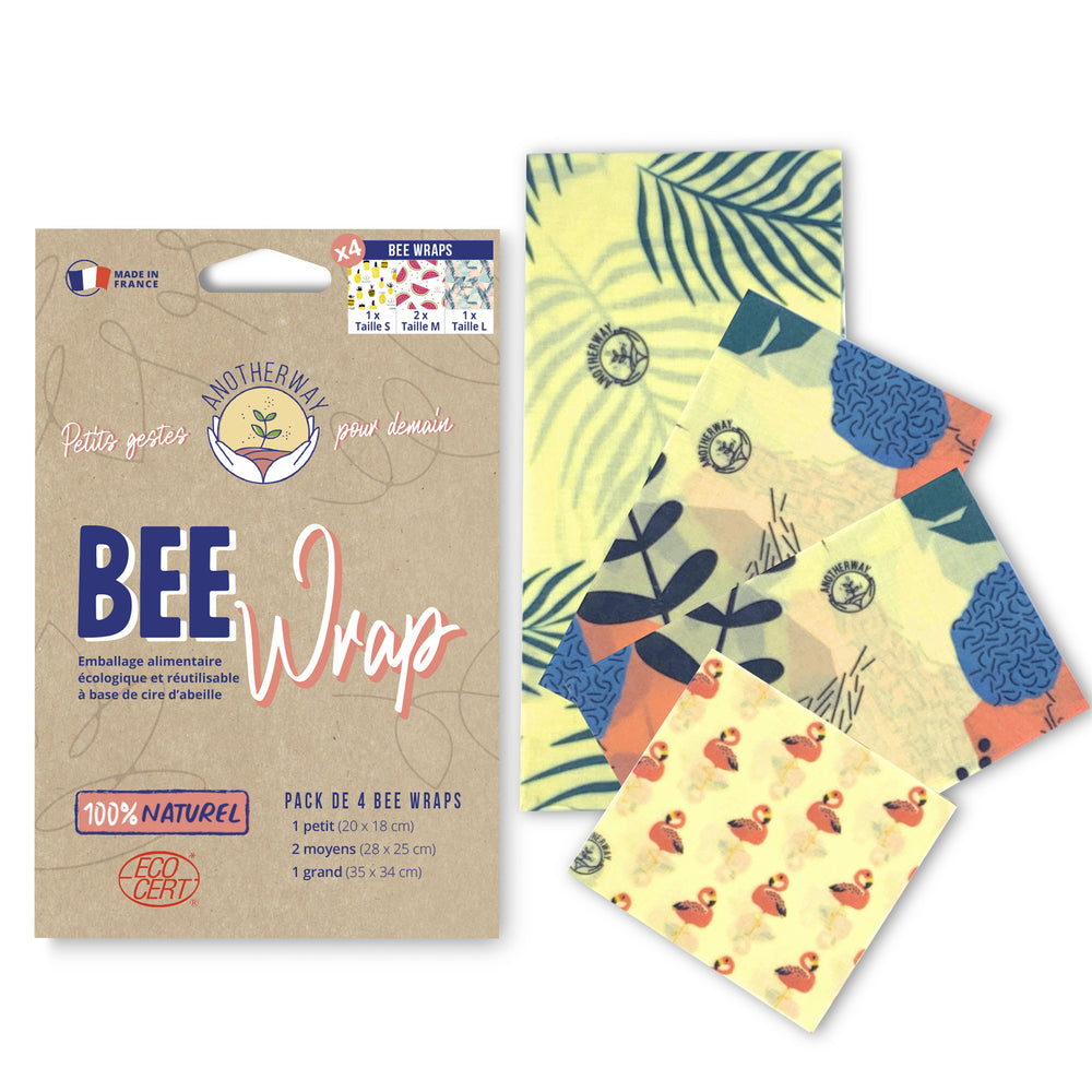 4 Bee Wraps - Anotherway - Les cotons de Romane : Produits d'hygiène réutilisables et lavables