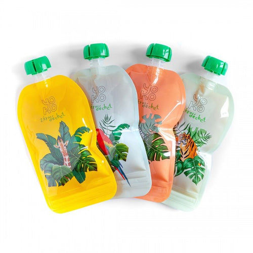Lot de 4 gourdes réutilisables pour compote - Les cotons de Romane : Produits d'hygiène réutilisables et lavables